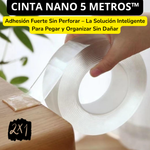 Adhesión Fuerte Sin Perforar  - CINTA NANO 5 METROS 2x1