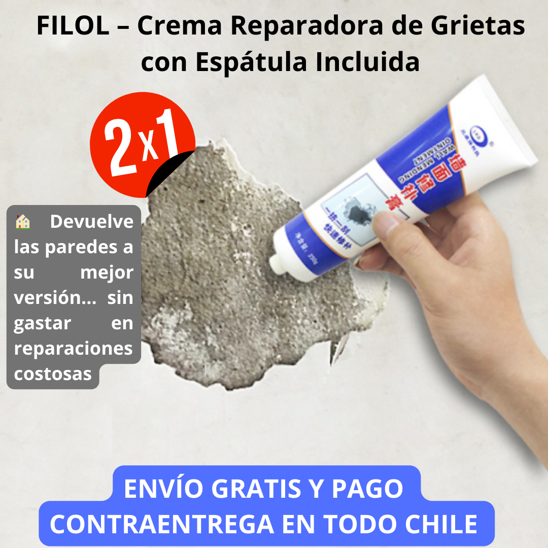 Crema Reparadora de Grietas en Pared 2X1 – FILOL con Espátula Incluida 🏠