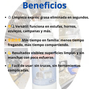REMOVEDOR DE GRASA Y OXIDO DE COCINA - Ahorra Tiempo, Disfruta más en familia.