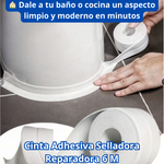 🏠 Dale a tu baño o cocina un aspecto limpio y moderno en minutos - Cinta Adhesiva Selladora Reparadora 6 M