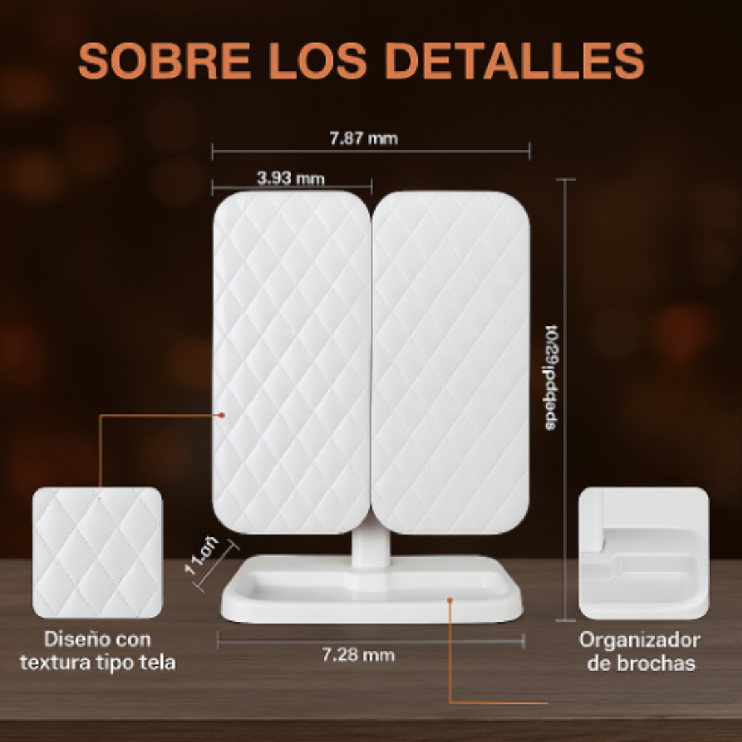 Espejo Luz LED Plegable Maquillaje