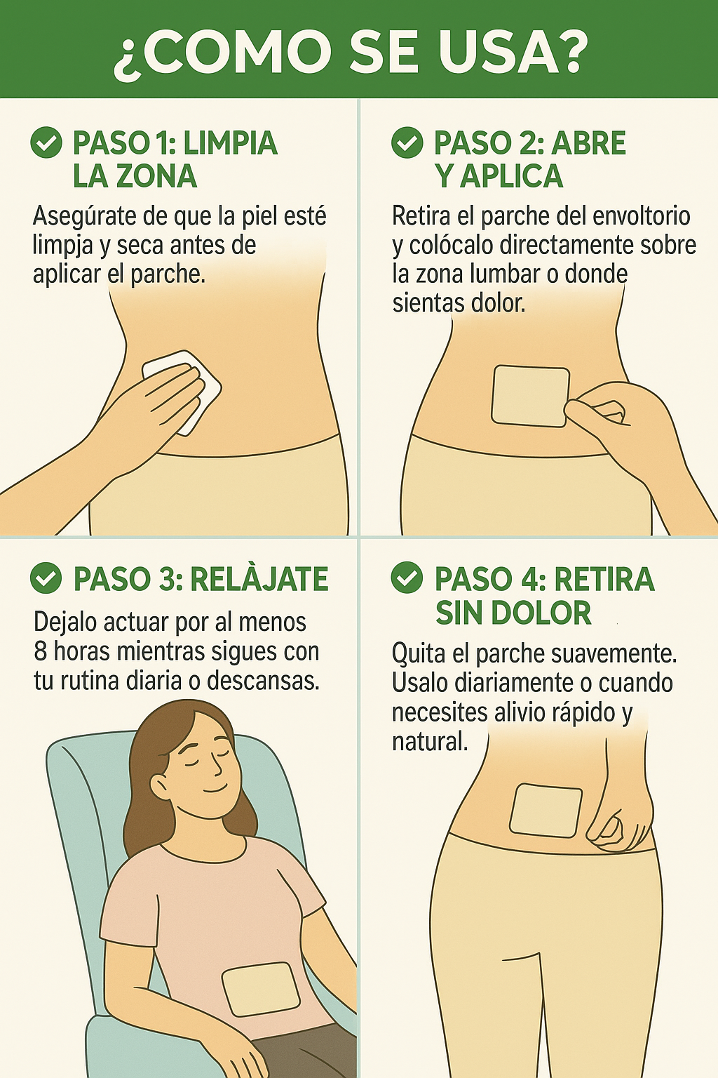 PARCHES ALIVIO DOLOR CIÁTICA 2x1 (16 PARCHES) - Mantén tu productividad en la pega!!!