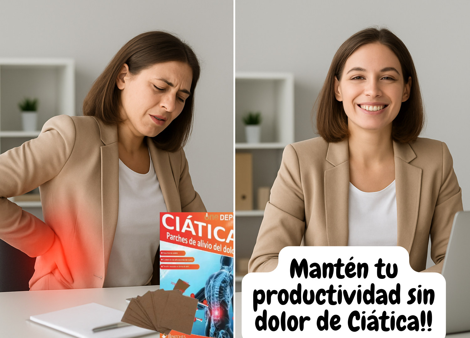 PARCHES ALIVIO DOLOR CIÁTICA 2x1 (16 PARCHES) - Mantén tu productividad en la pega!!!